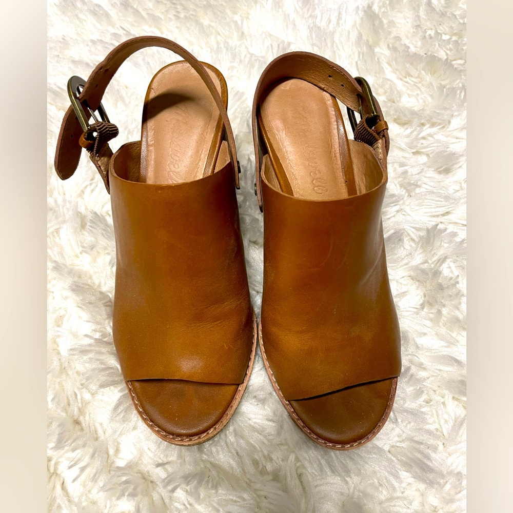 Madewell peep toe sling back heels